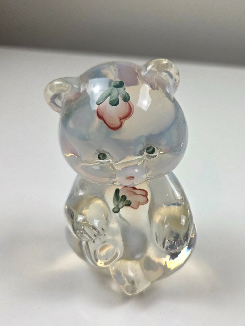 Fenton Hand Painted Glass Bear Figurine Signed Jane Reynolds